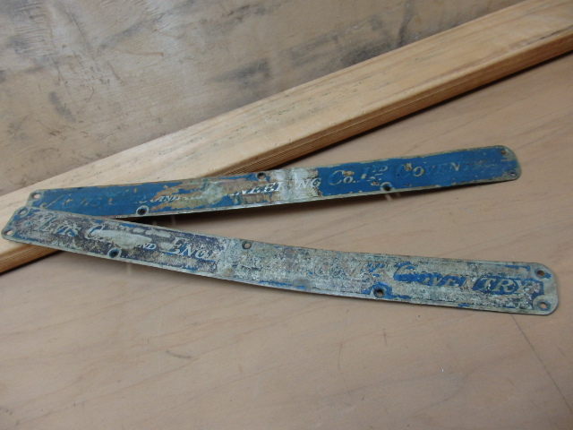 Alvis coach builder plates for vintage cars, for sale at Heaths Old Wares 19-21 Broadway Burringbar NSW 2483 ph: 0266771181 open 7 days 9am to 5pm